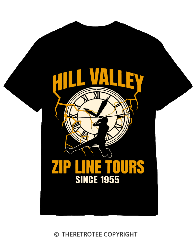 TheRetroTee Hill Valley Zip Line Tours 1980s Cotton T-Shirt