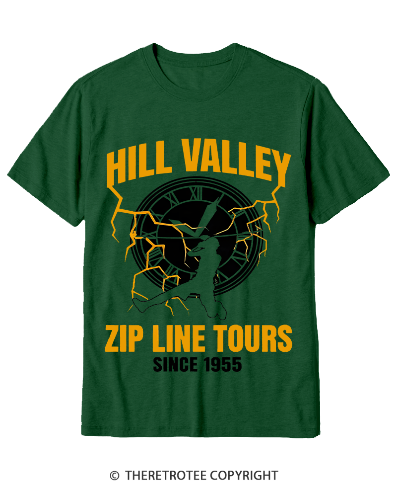 TheRetroTee Hill Valley Zip Line Tours 1980s Cotton T-Shirt
