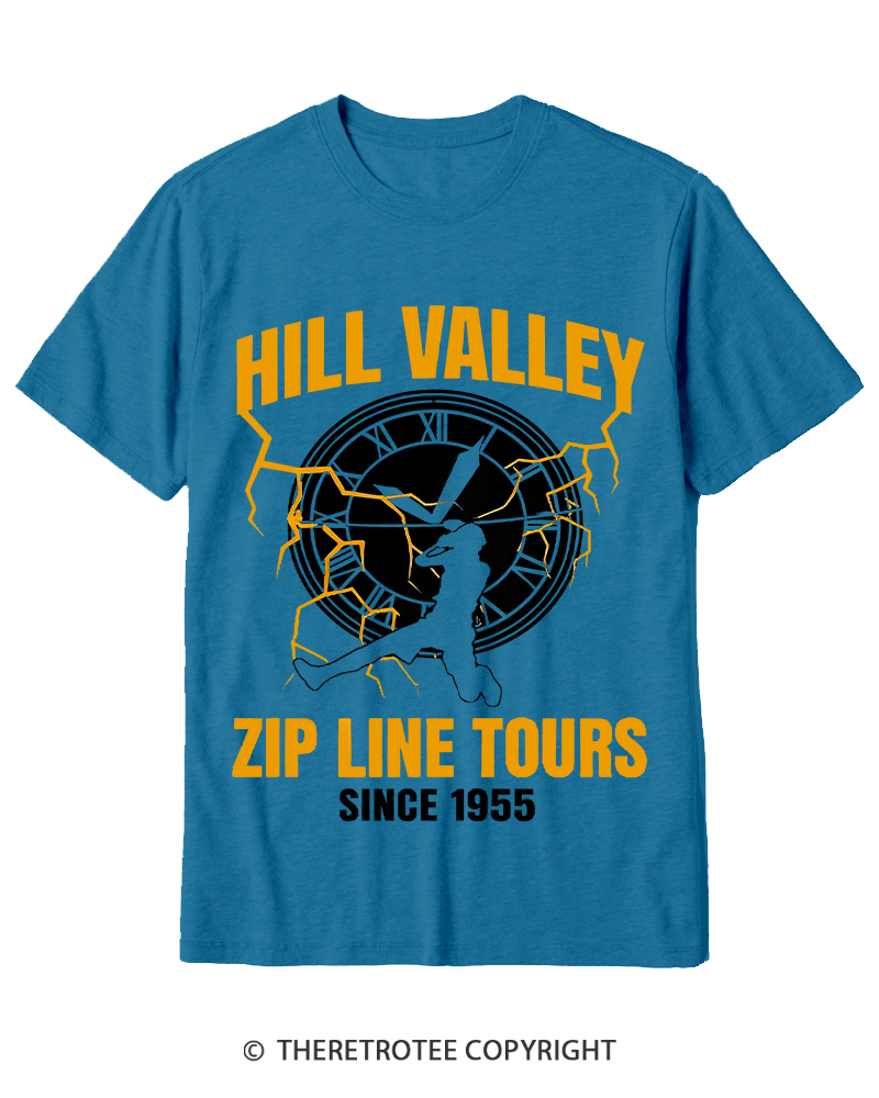 TheRetroTee Hill Valley Zip Line Tours 1980s Cotton T-Shirt