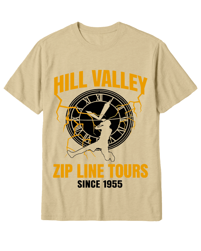 TheRetroTee Hill Valley Zip Line Tours 1980s Cotton T-Shirt