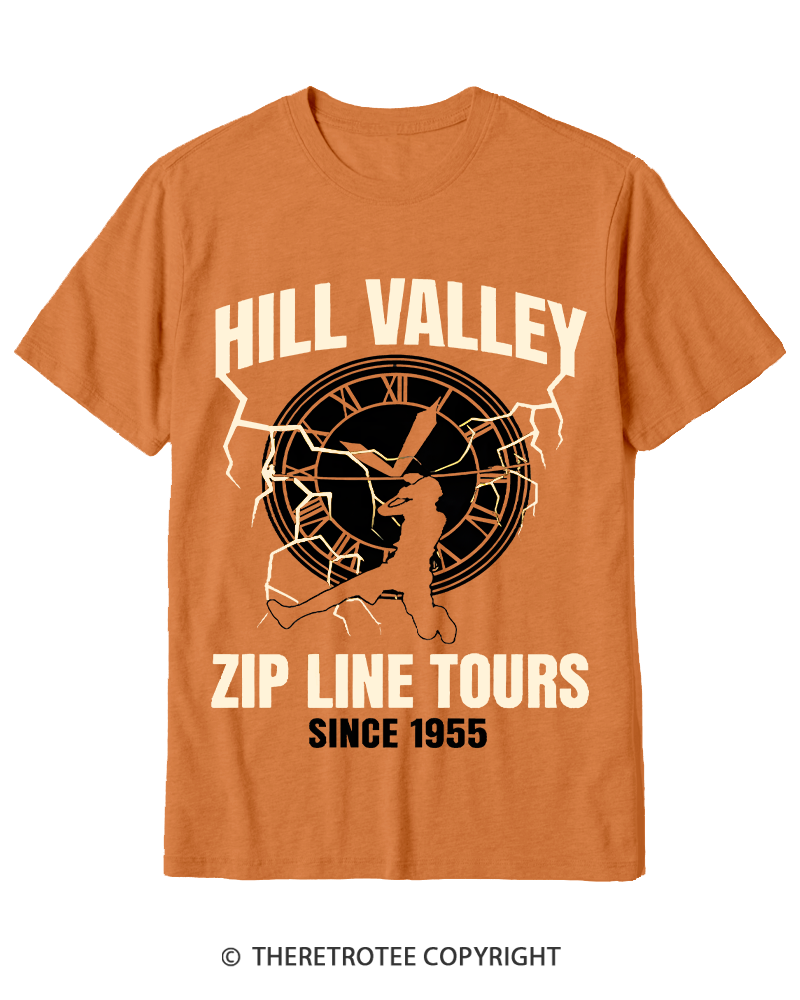 TheRetroTee Hill Valley Zip Line Tours 1980s Cotton T-Shirt