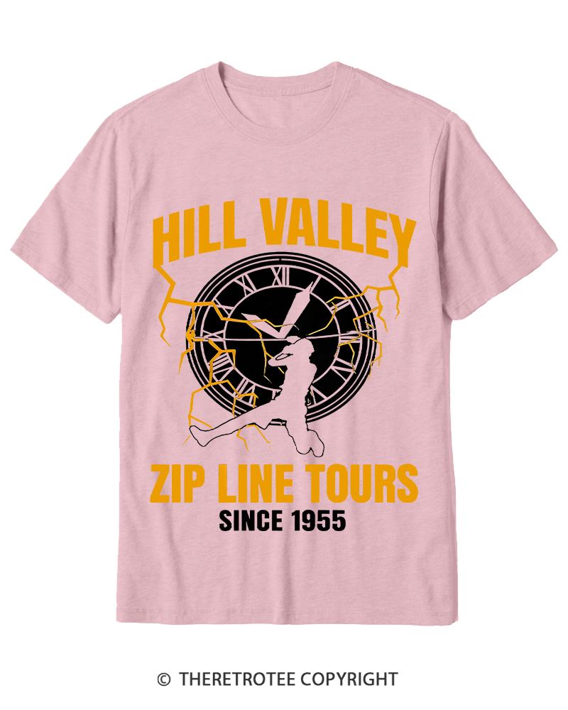 TheRetroTee Hill Valley Zip Line Tours 1980s Cotton T-Shirt