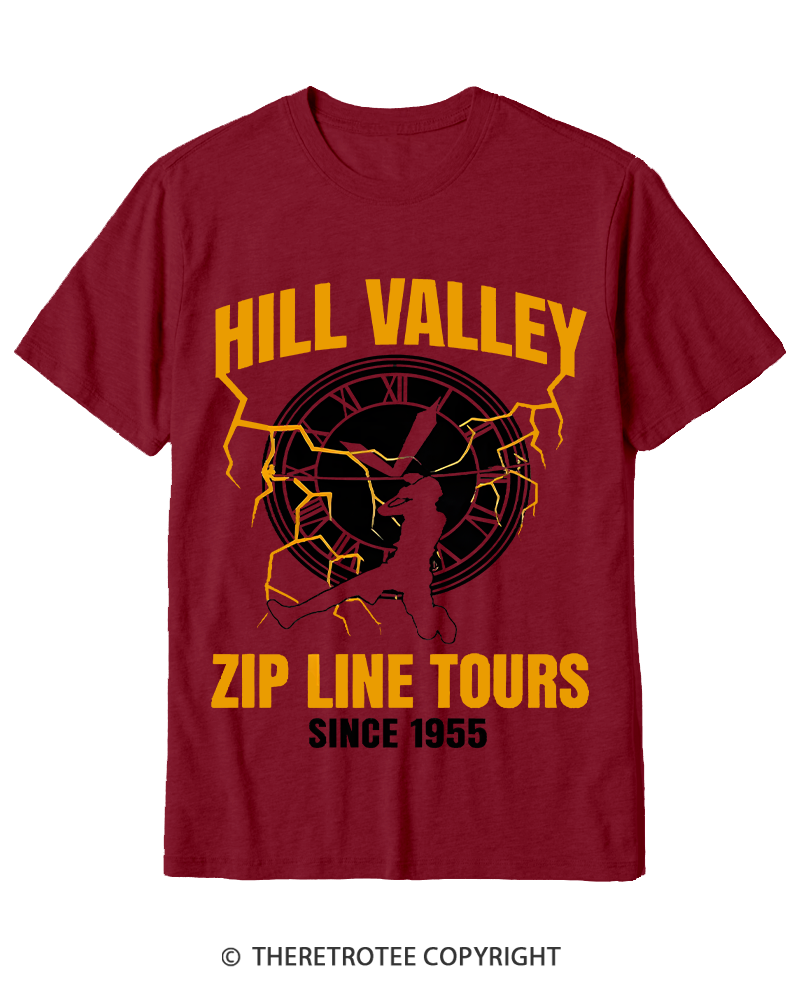 TheRetroTee Hill Valley Zip Line Tours 1980s Cotton T-Shirt