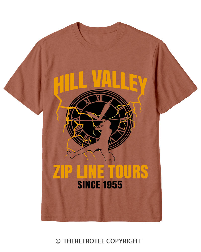 TheRetroTee Hill Valley Zip Line Tours 1980s Cotton T-Shirt