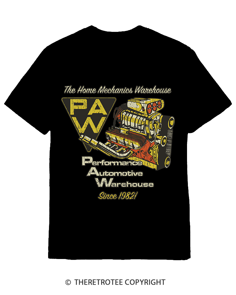 TheRetroTee Performance Automotive Warehouse 1980s Cotton T-Shirt