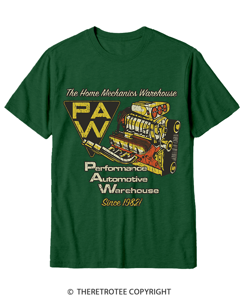 TheRetroTee Performance Automotive Warehouse 1980s Cotton T-Shirt