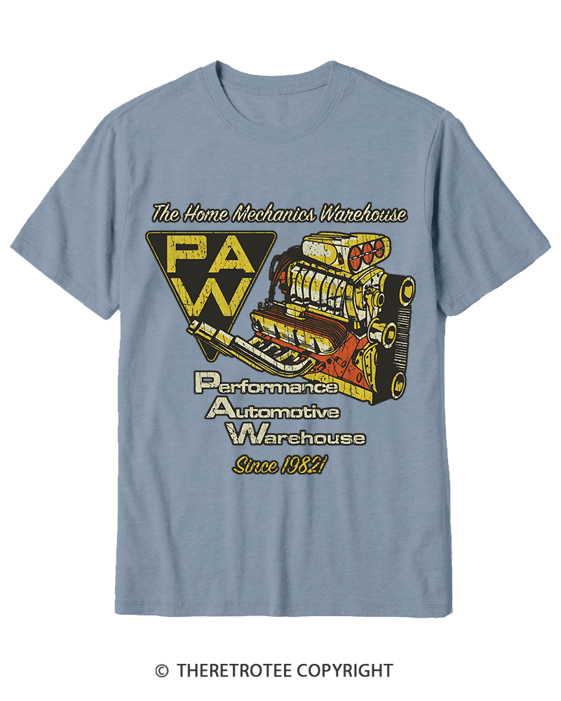 TheRetroTee Performance Automotive Warehouse 1980s Cotton T-Shirt