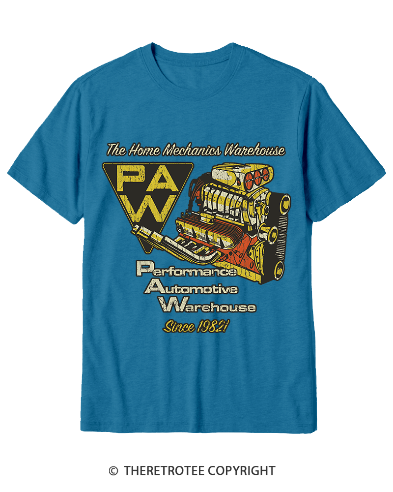 TheRetroTee Performance Automotive Warehouse 1980s Cotton T-Shirt