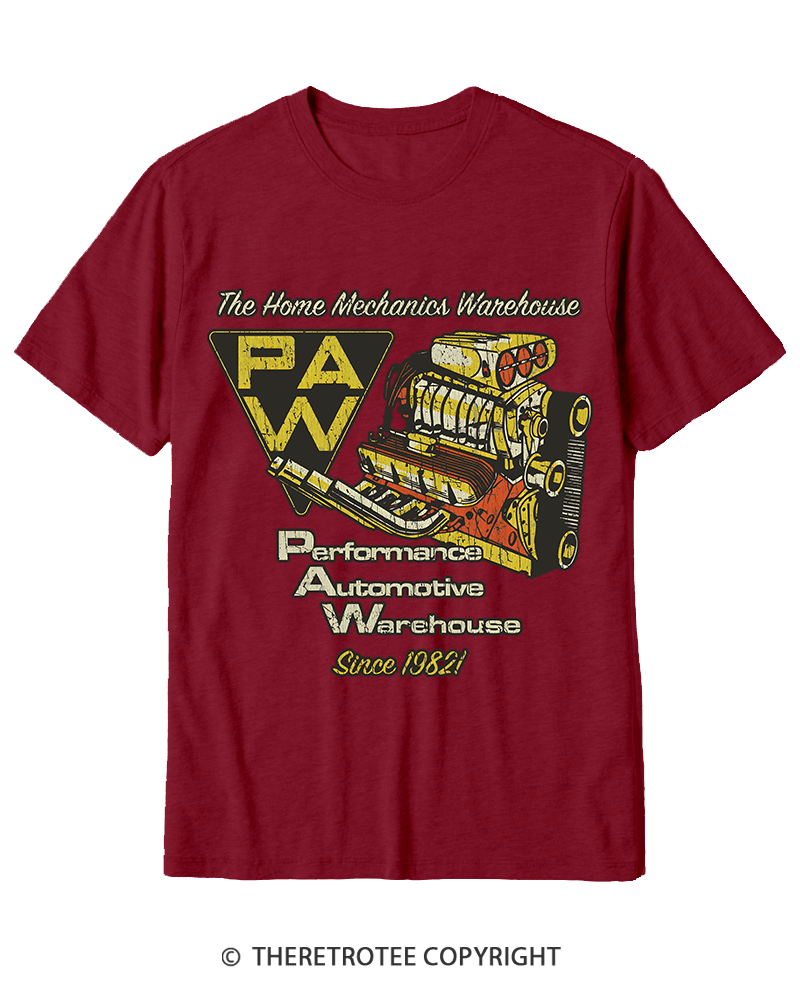 TheRetroTee Performance Automotive Warehouse 1980s Cotton T-Shirt