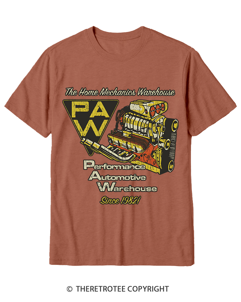 TheRetroTee Performance Automotive Warehouse 1980s Cotton T-Shirt