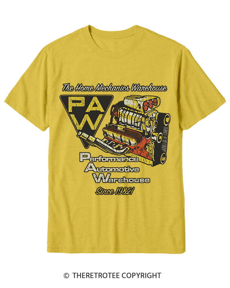 TheRetroTee Performance Automotive Warehouse 1980s Cotton T-Shirt