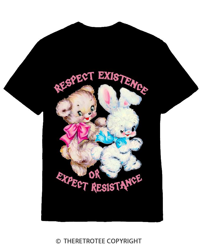 TheRetroTee Respect Existence Or Expect Resistance 1950s Cotton T-Shirt