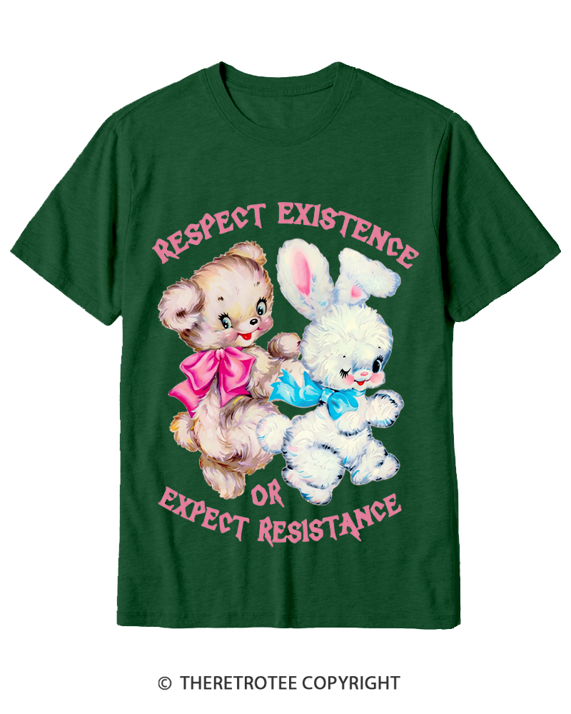TheRetroTee Respect Existence Or Expect Resistance 1950s Cotton T-Shirt