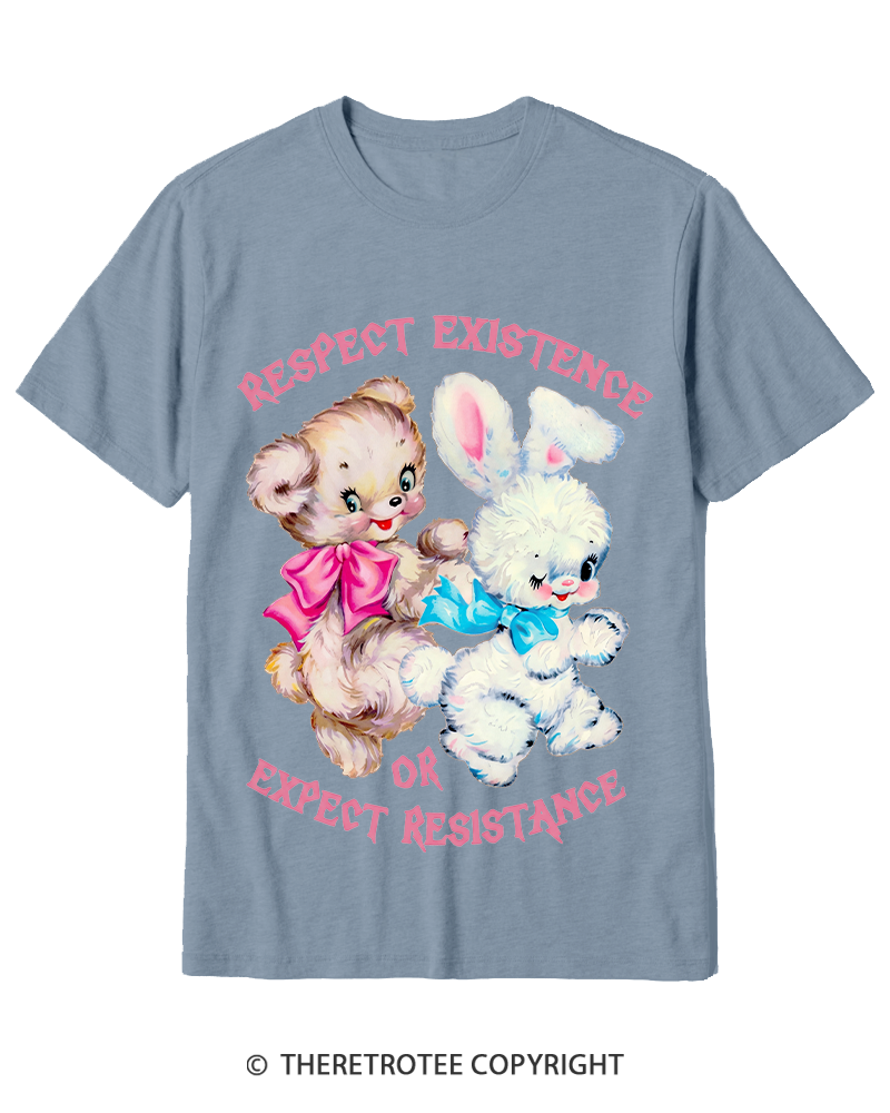TheRetroTee Respect Existence Or Expect Resistance 1950s Cotton T-Shirt
