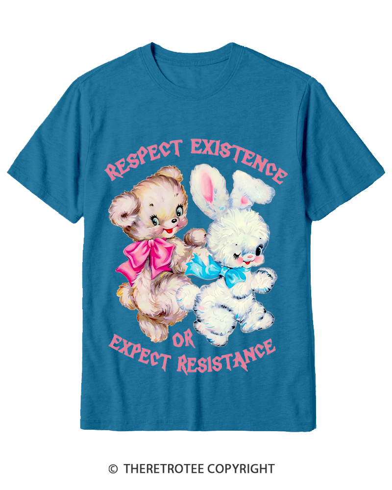 TheRetroTee Respect Existence Or Expect Resistance 1950s Cotton T-Shirt