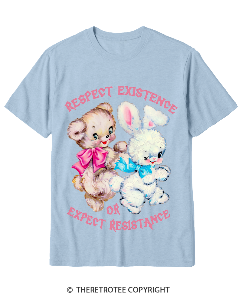 TheRetroTee Respect Existence Or Expect Resistance 1950s Cotton T-Shirt