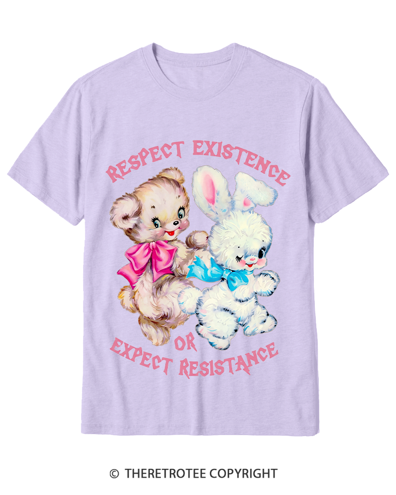 TheRetroTee Respect Existence Or Expect Resistance 1950s Cotton T-Shirt
