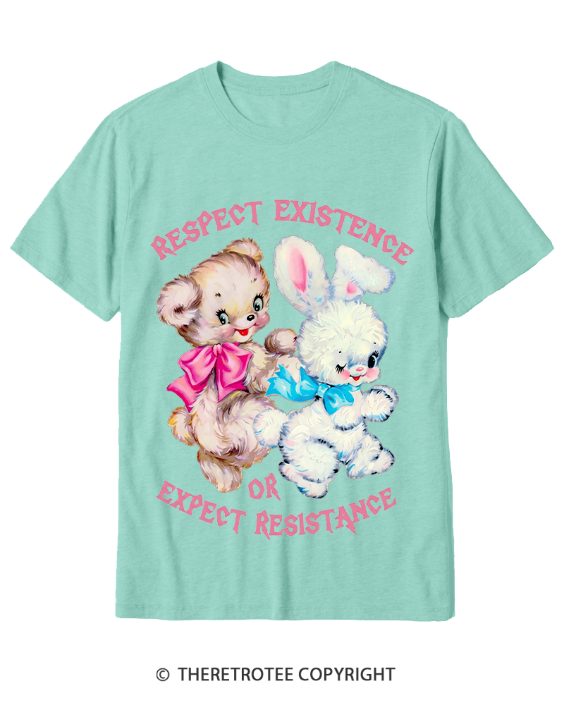 TheRetroTee Respect Existence Or Expect Resistance 1950s Cotton T-Shirt
