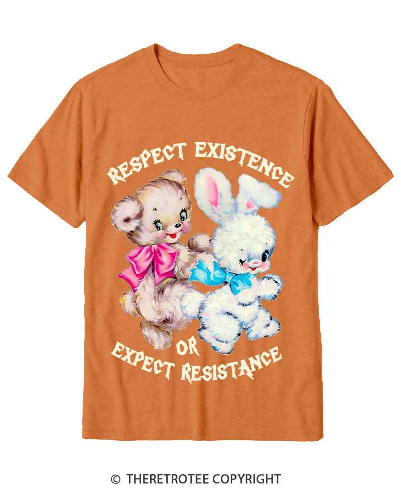 TheRetroTee Respect Existence Or Expect Resistance 1950s Cotton T-Shirt