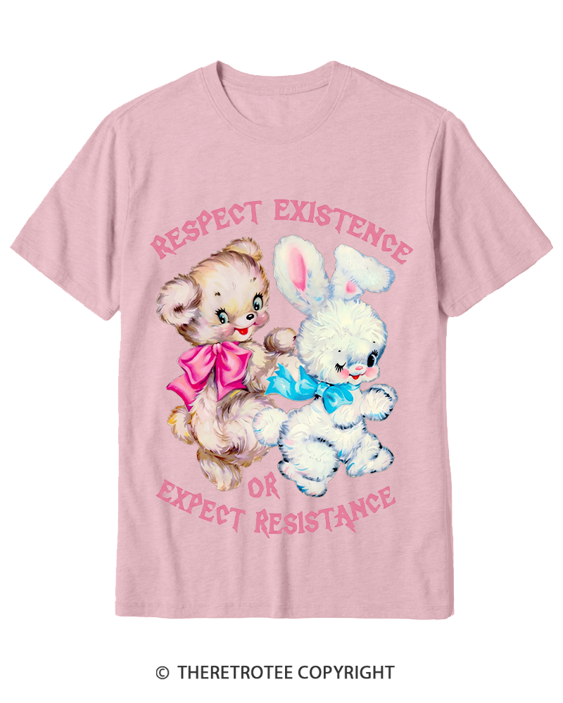 TheRetroTee Respect Existence Or Expect Resistance 1950s Cotton T-Shirt