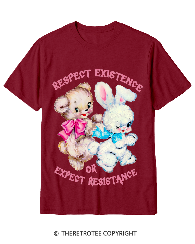TheRetroTee Respect Existence Or Expect Resistance 1950s Cotton T-Shirt