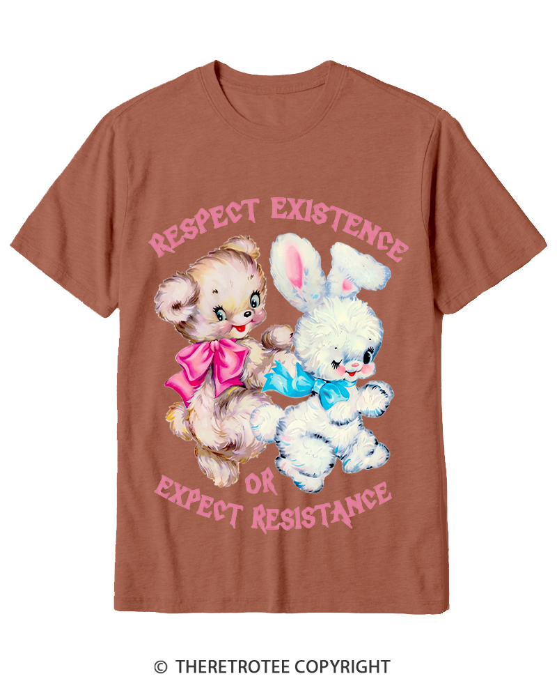 TheRetroTee Respect Existence Or Expect Resistance 1950s Cotton T-Shirt