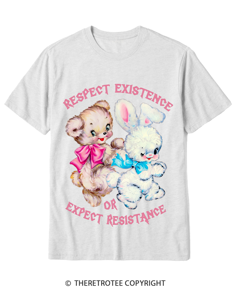 TheRetroTee Respect Existence Or Expect Resistance 1950s Cotton T-Shirt