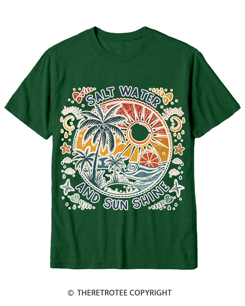 TheRetroTee Salt Water And Sun Shine 1980s Cotton T-Shirt