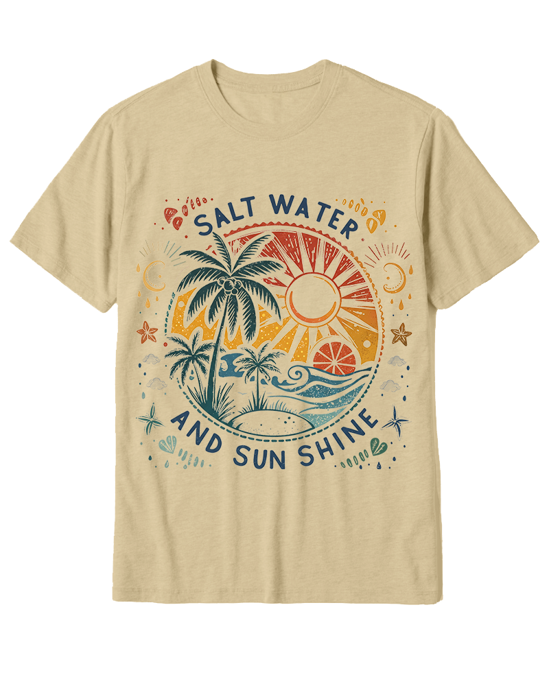 TheRetroTee Salt Water And Sun Shine 1980s Cotton T-Shirt