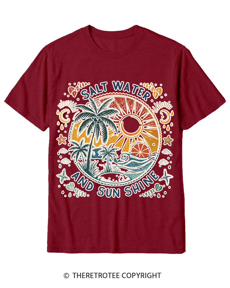 TheRetroTee Salt Water And Sun Shine 1980s Cotton T-Shirt