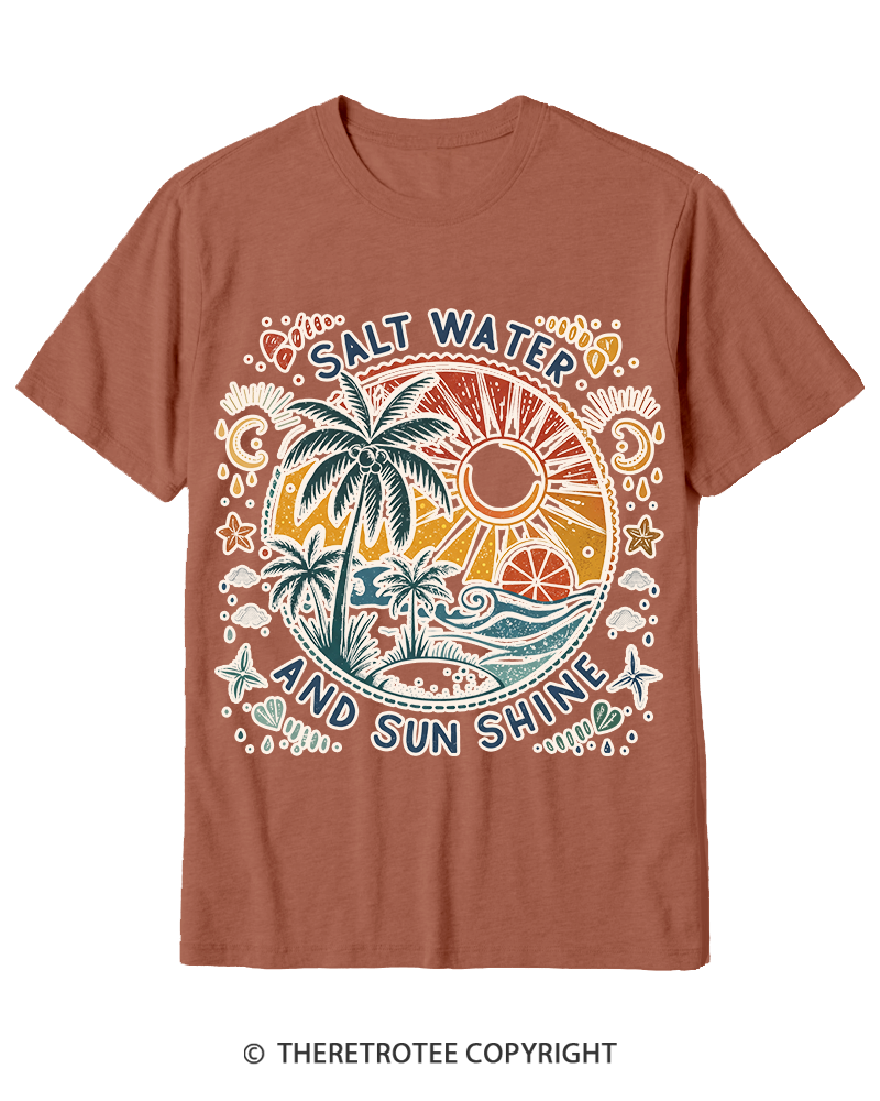 TheRetroTee Salt Water And Sun Shine 1980s Cotton T-Shirt