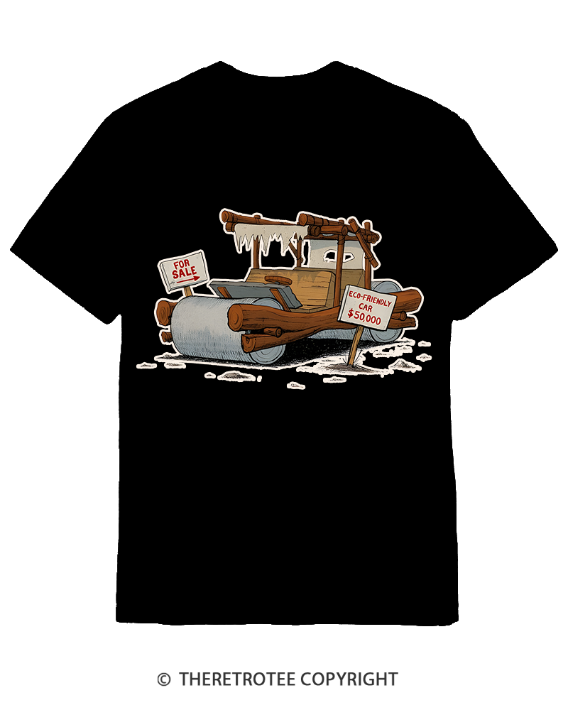 TheRetroTee Stone Age Eco Car 1960s Cotton T-Shirt
