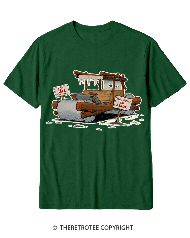 TheRetroTee Stone Age Eco Car 1960s Cotton T-Shirt