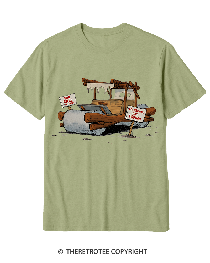 TheRetroTee Stone Age Eco Car 1960s Cotton T-Shirt
