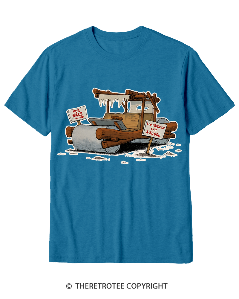 TheRetroTee Stone Age Eco Car 1960s Cotton T-Shirt