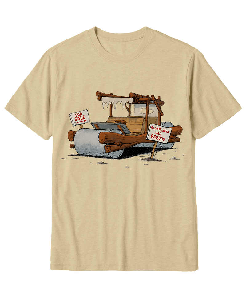 TheRetroTee Stone Age Eco Car 1960s Cotton T-Shirt