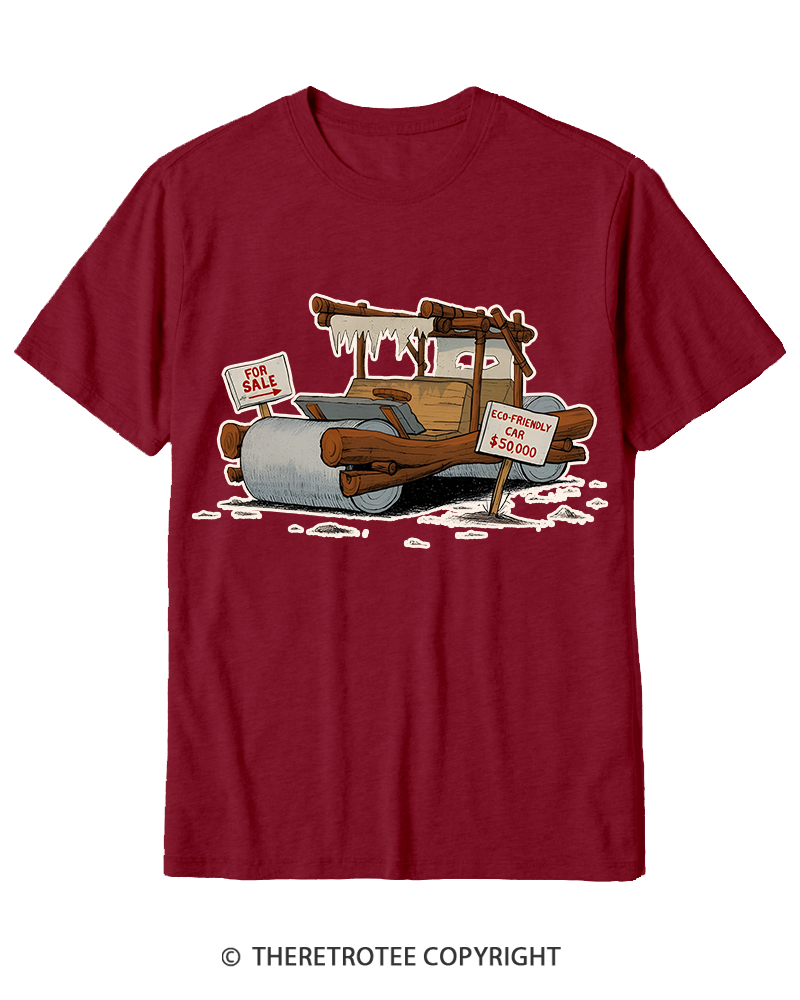 TheRetroTee Stone Age Eco Car 1960s Cotton T-Shirt