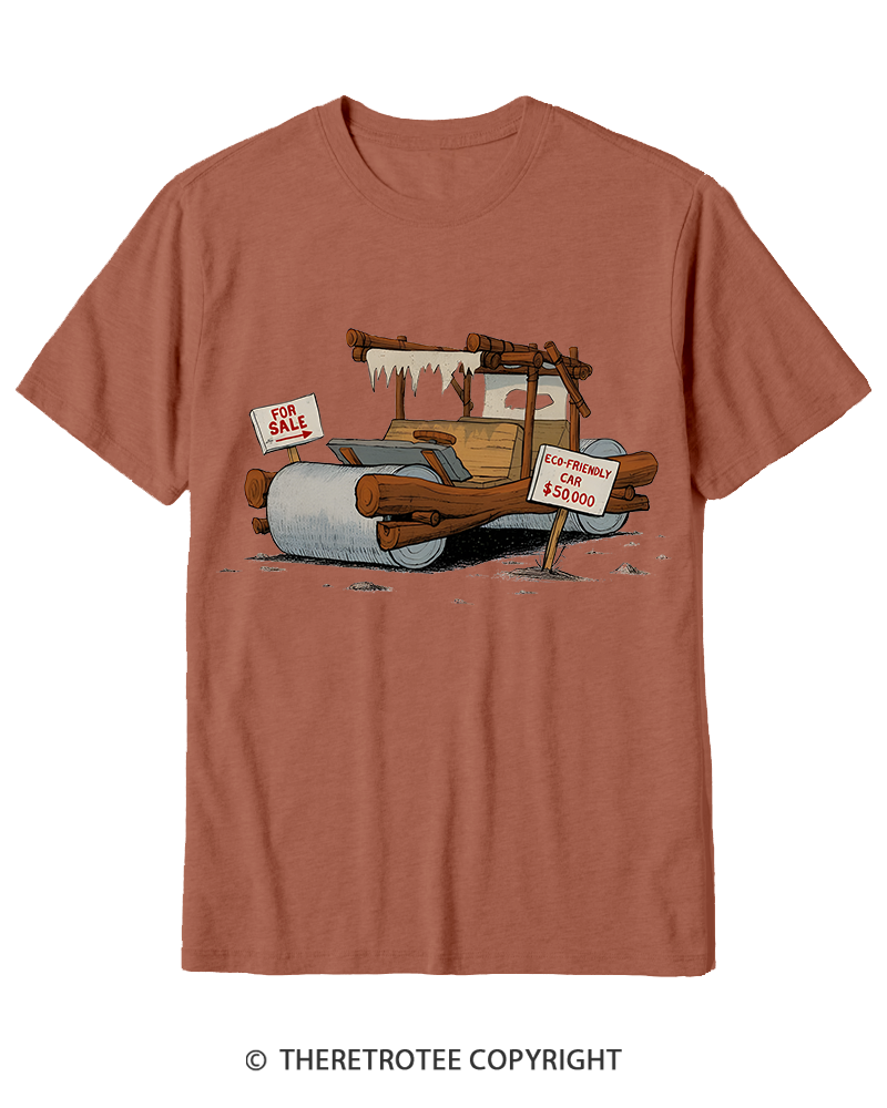TheRetroTee Stone Age Eco Car 1960s Cotton T-Shirt