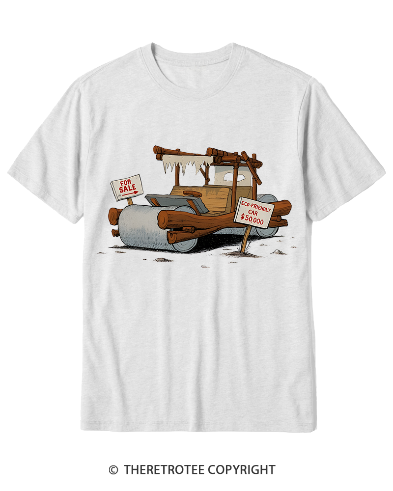 TheRetroTee Stone Age Eco Car 1960s Cotton T-Shirt