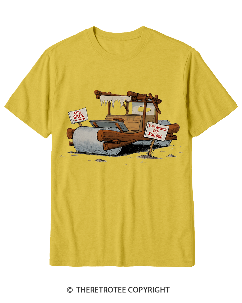 TheRetroTee Stone Age Eco Car 1960s Cotton T-Shirt