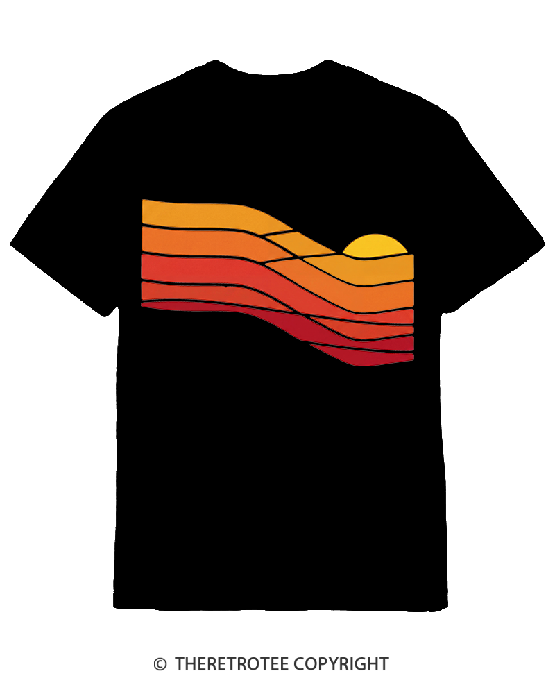 TheRetroTee Sunset Retro 1980s Cotton T-Shirt