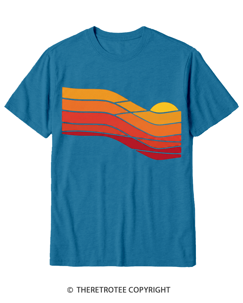 TheRetroTee Sunset Retro 1980s Cotton T-Shirt