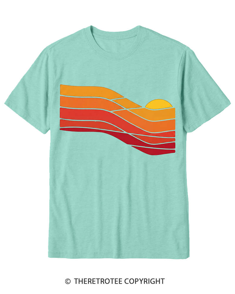 TheRetroTee Sunset Retro 1980s Cotton T-Shirt