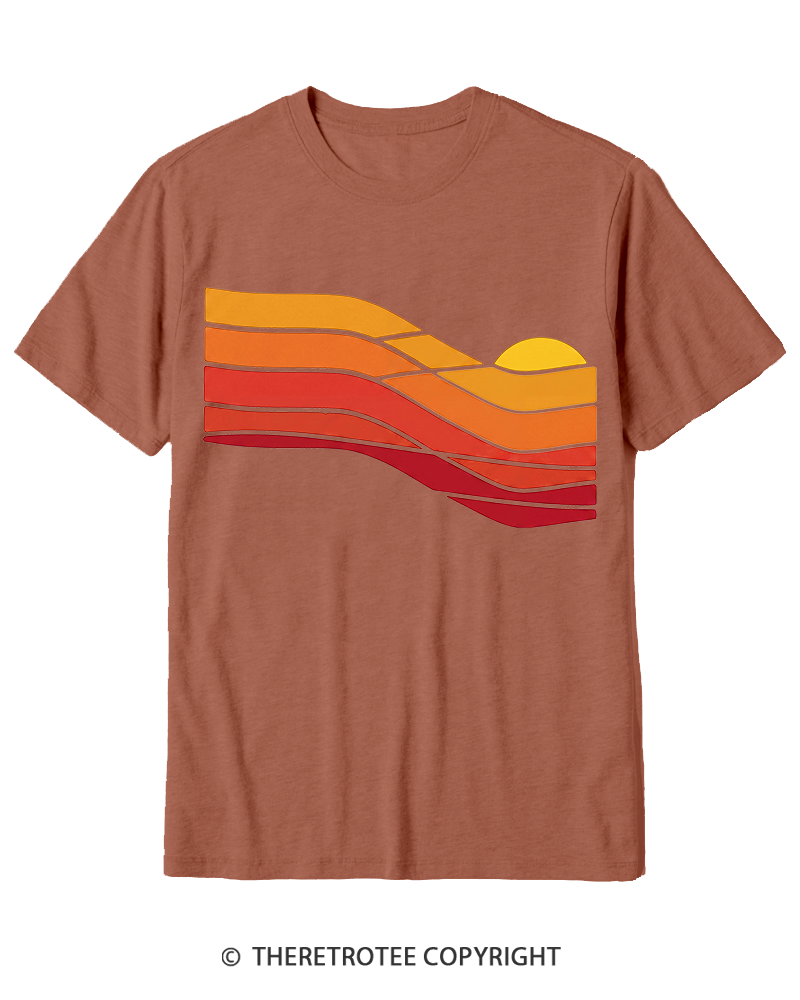 TheRetroTee Sunset Retro 1980s Cotton T-Shirt