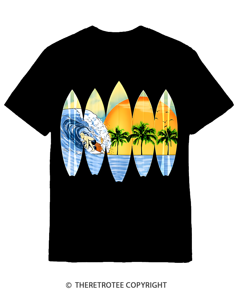 TheRetroTee Surfer And Surfboards 1960s Cotton T-Shirt