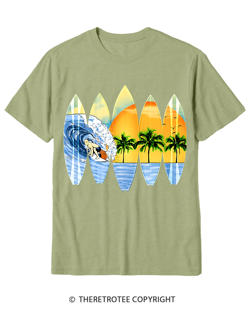 TheRetroTee Surfer And Surfboards 1960s Cotton T-Shirt