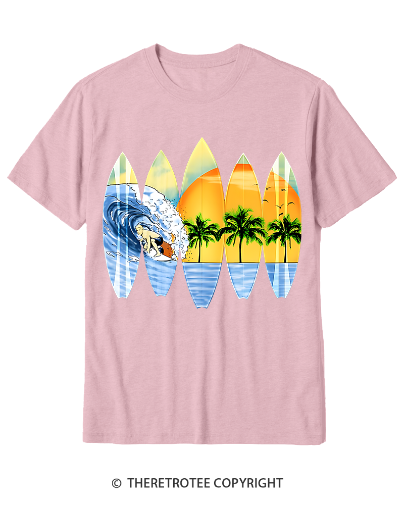 TheRetroTee Surfer And Surfboards 1960s Cotton T-Shirt