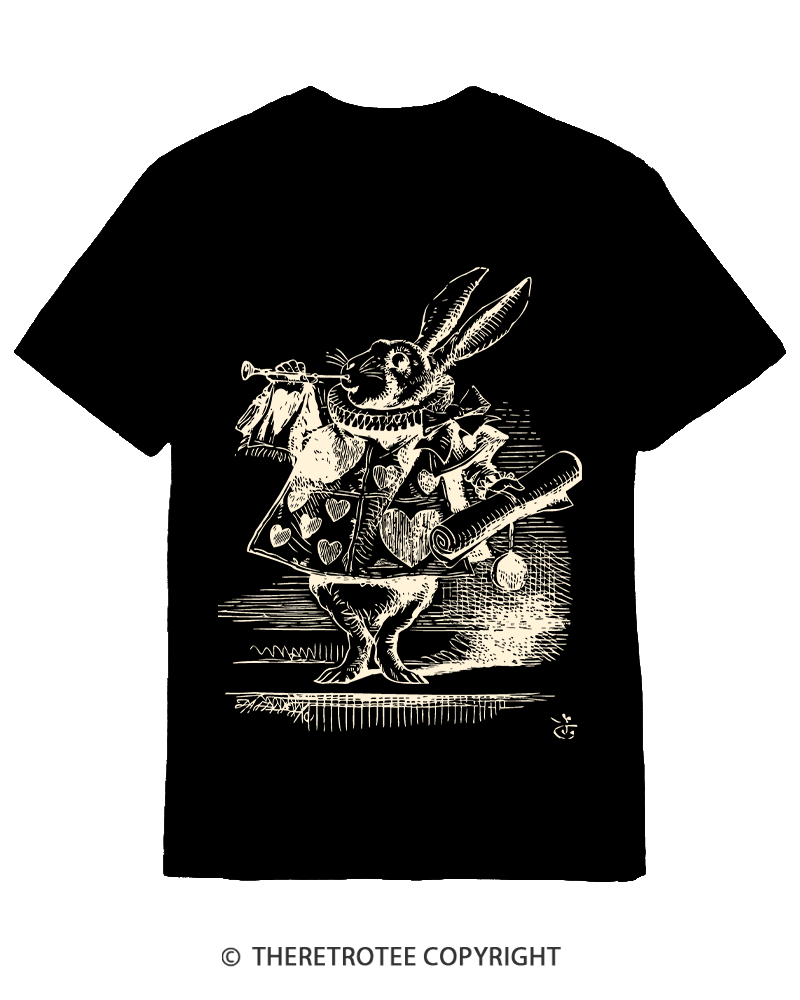 TheRetroTee Vintage 1865s White Rabbit Easter Cotton T-Shirt
