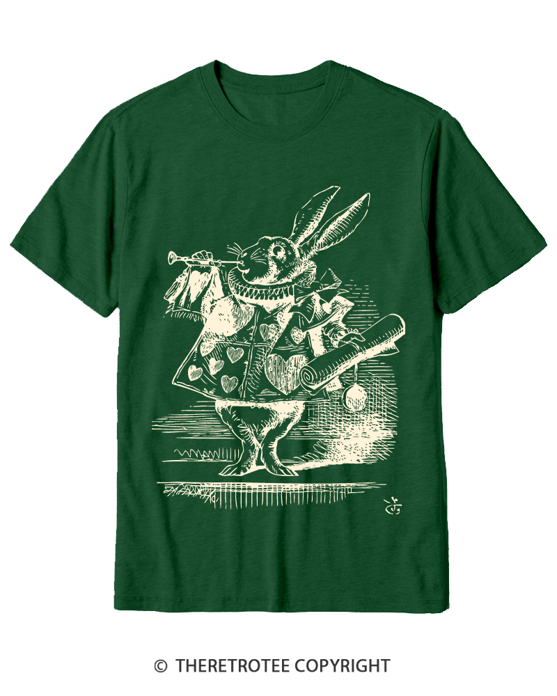 TheRetroTee Vintage 1865s White Rabbit Easter Cotton T-Shirt
