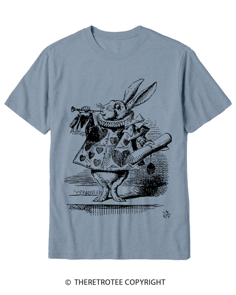 TheRetroTee Vintage 1865s White Rabbit Easter Cotton T-Shirt